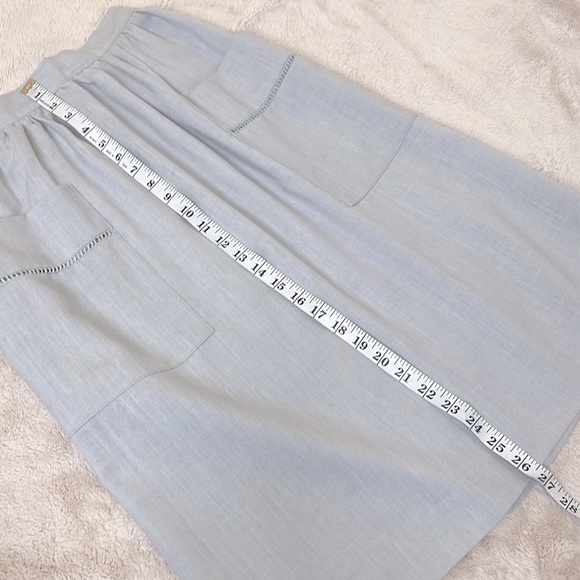 Vintage JR Bentley Light Gray Patch Pocket A-Line Midi Skirt - Size 9/10 - Picture 7 of 10